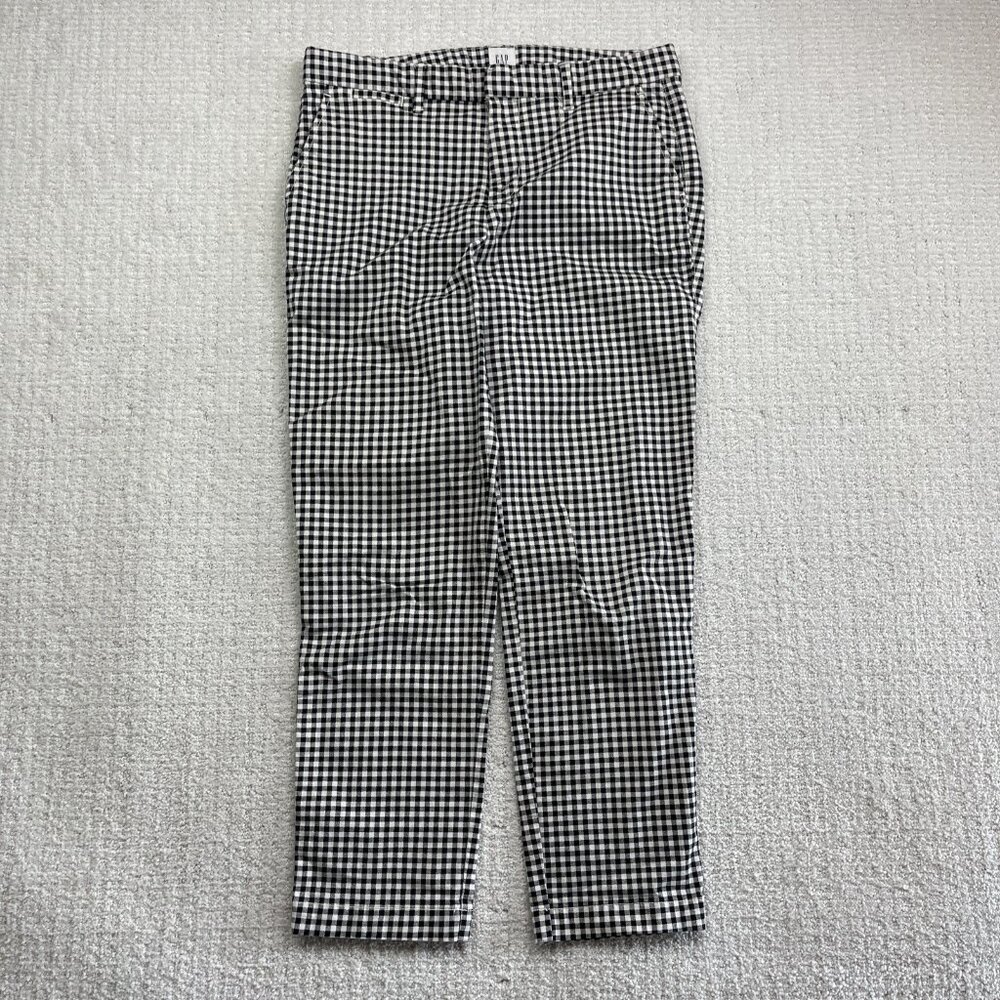 GAP Slim City Crop Pants Black & White Gingham Plaid Women’s Size 4 Casual
